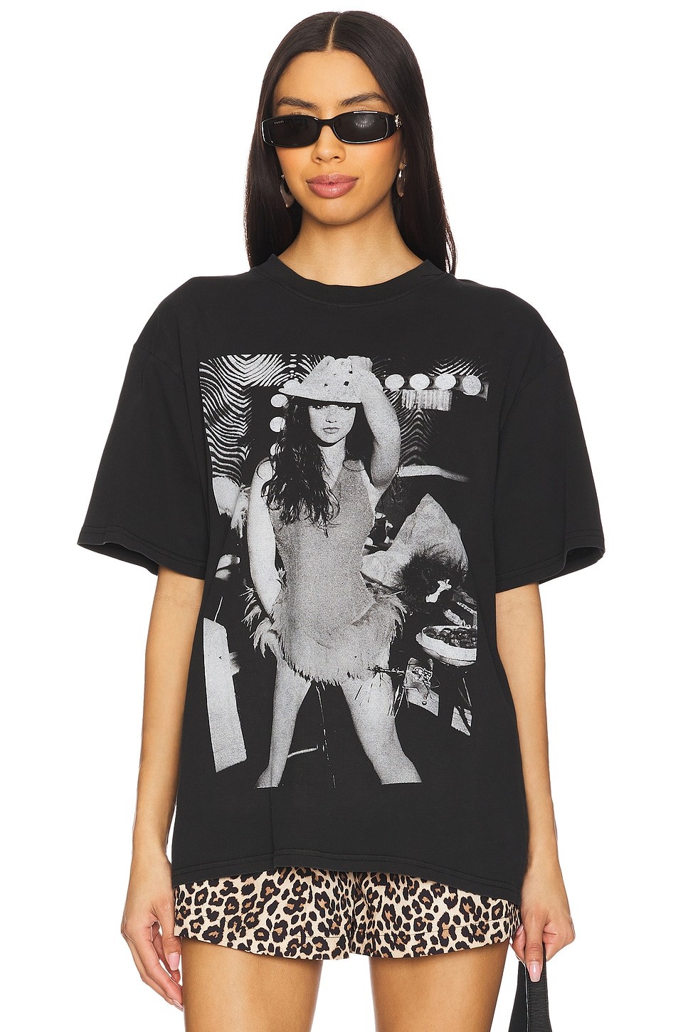 90s Britney Spears Retro Style Black Classic T shirt Short sleeve tee NH29293