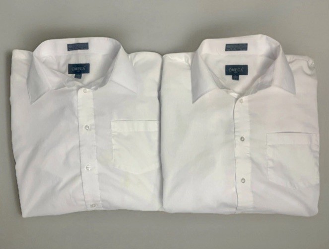 2 Omega Italy Men’s Long Sleeve Button Front Dress Shirt XL 17-17 1/2 Slim Fit