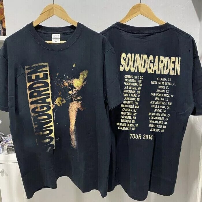 Soundgarden 2014 Tour Band 2 Side Black Cotton Unisex T-shirt Reprint S-5XL