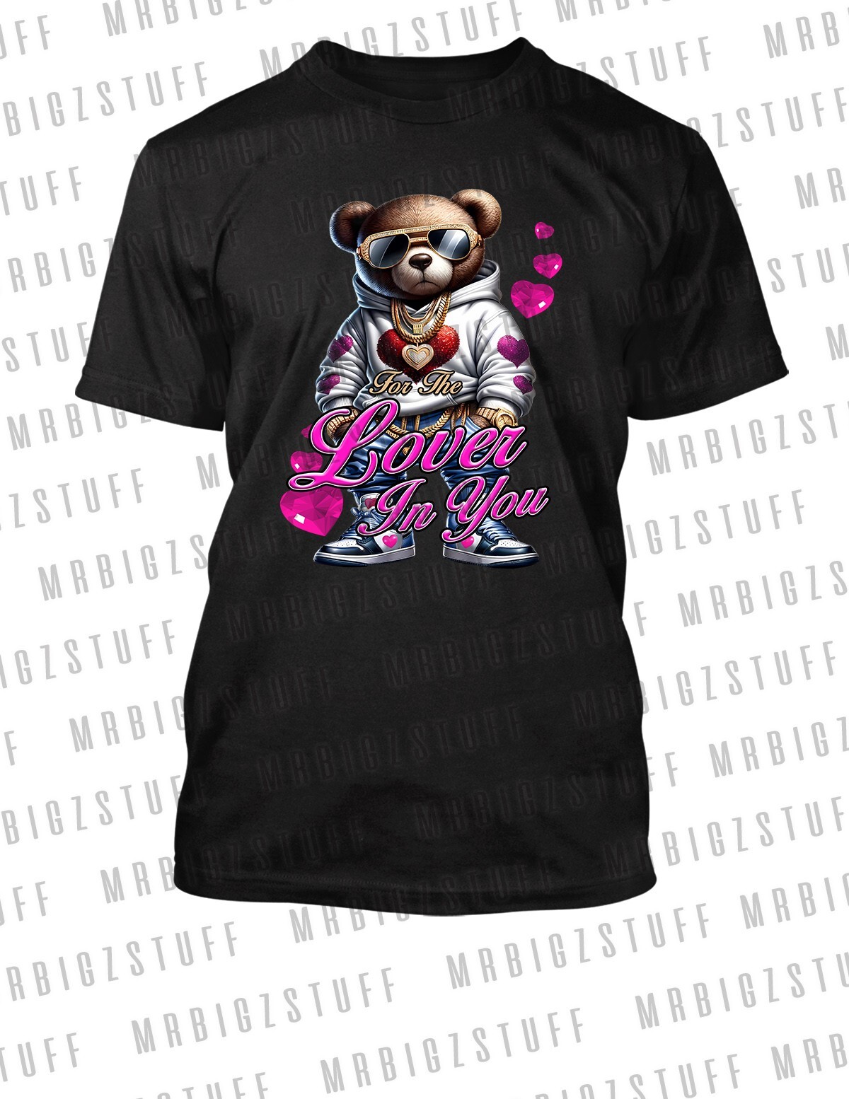 Teedy Bear Love Valentine’ Sneaker Tee Shirt Greystone Big Size 8XL Hip Sport T