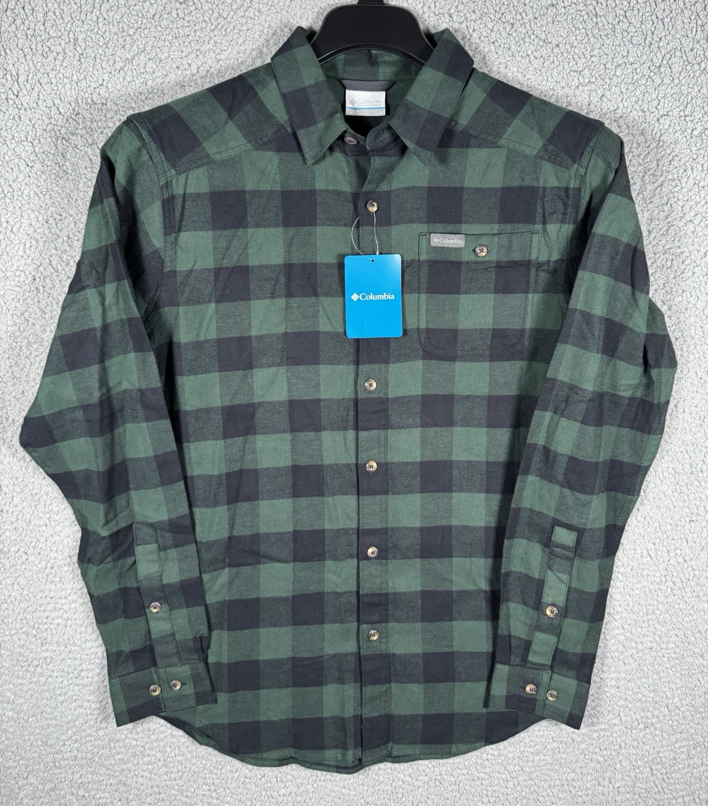 Columbia Flannel Shirt Mens Small Plaid Fleece Casual Hiking NWT MSRP $65