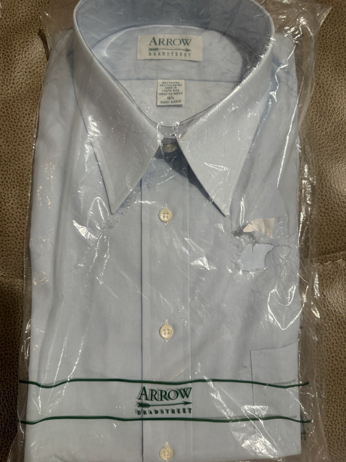 NWT!!! Arrow Bradstreet Men’s Dress Shirt, Button Front, Straight Collar, Blue