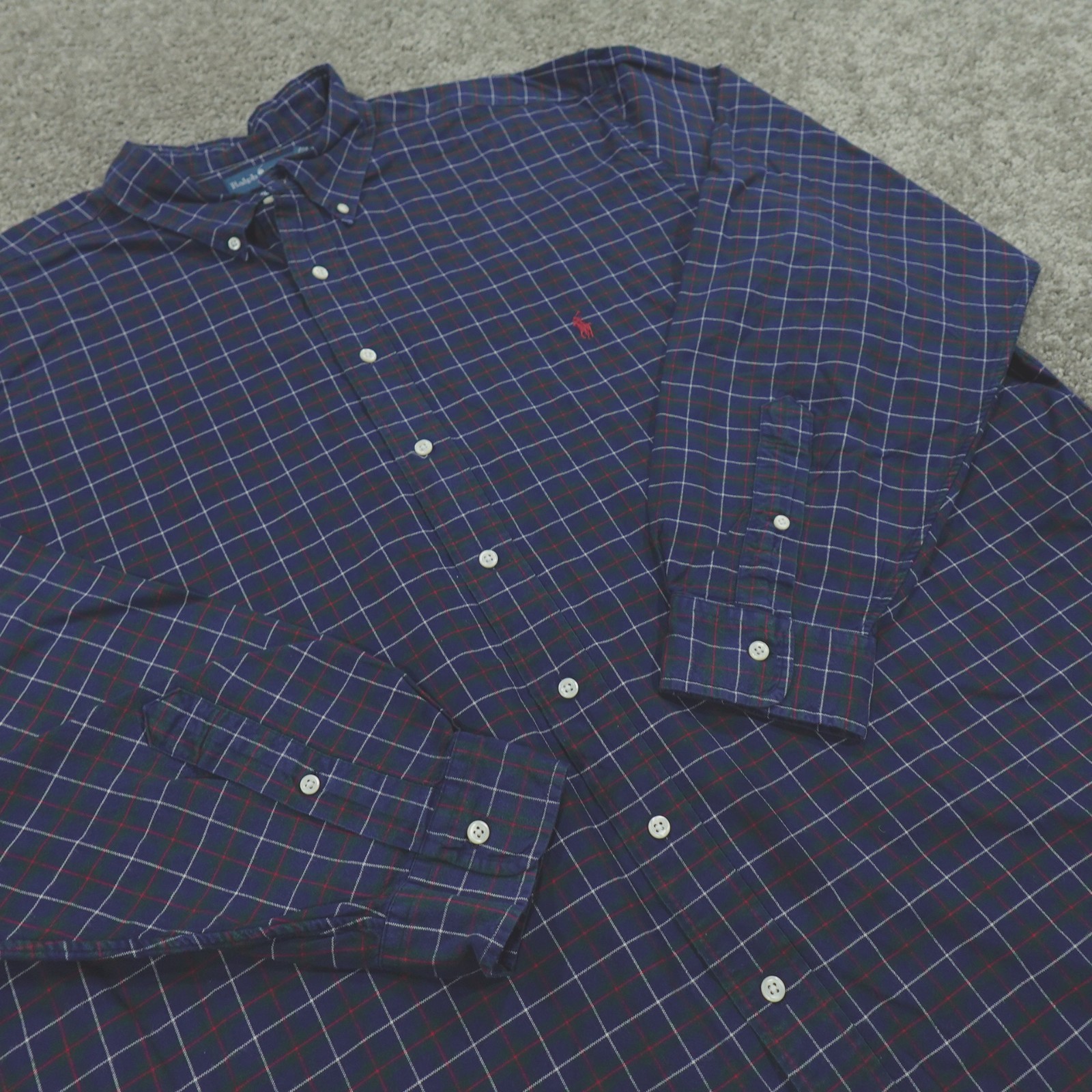 Ralph Lauren Shirt Men’s 3XLT Classic Fit Button Down Small Pony Window Pane