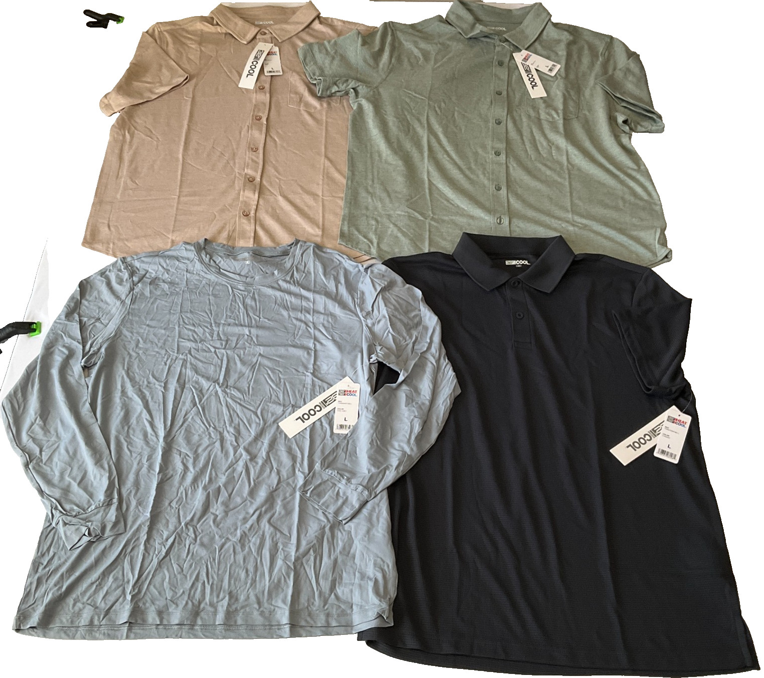 32 Degrees Cool Shirts Mens Size L Multicolor 1 Long Sleeve 1 Polo 2 Button
