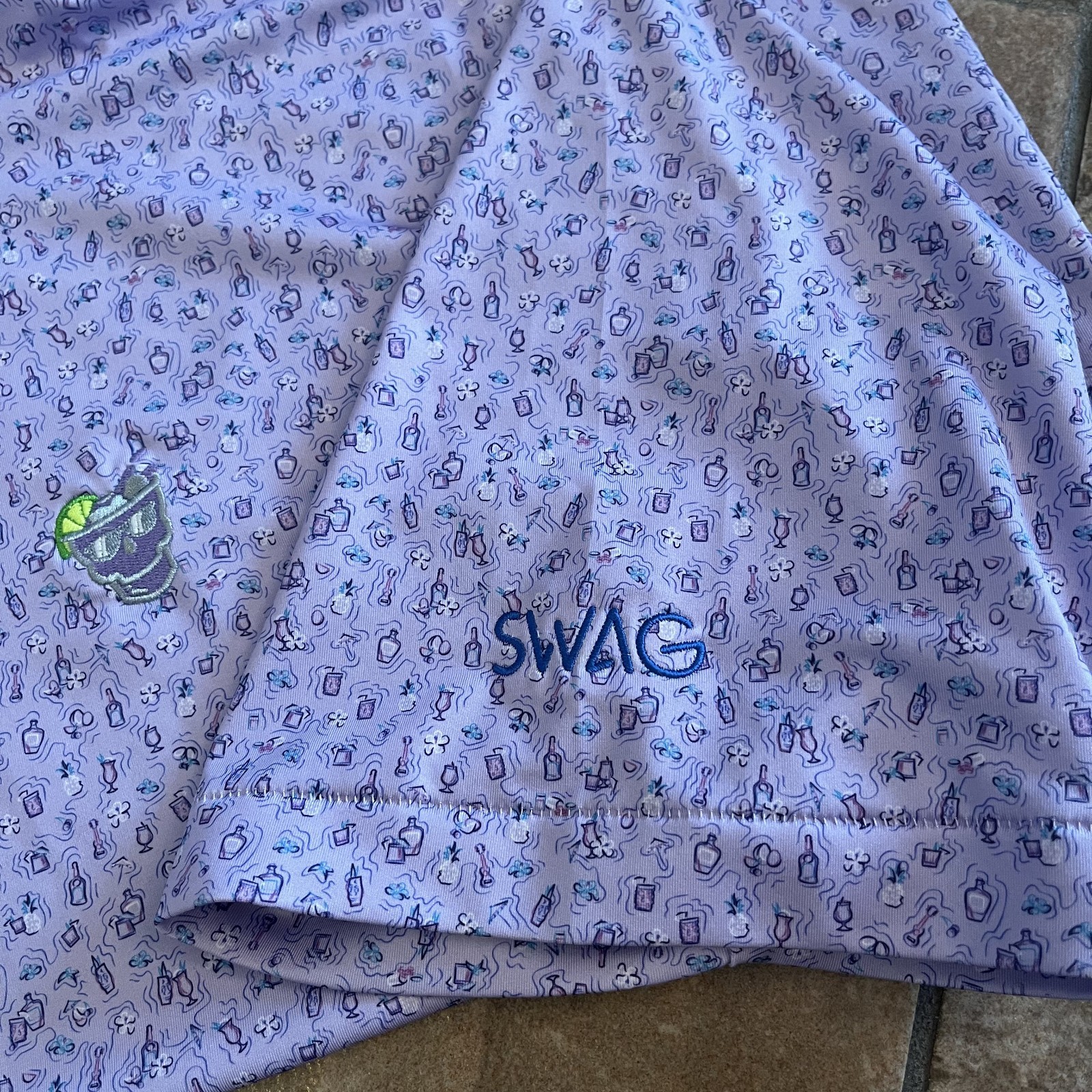 Peter Millar Summer Comfort SWAG Golf Polo Shirt Mens XXL Purple Cocktail Skull