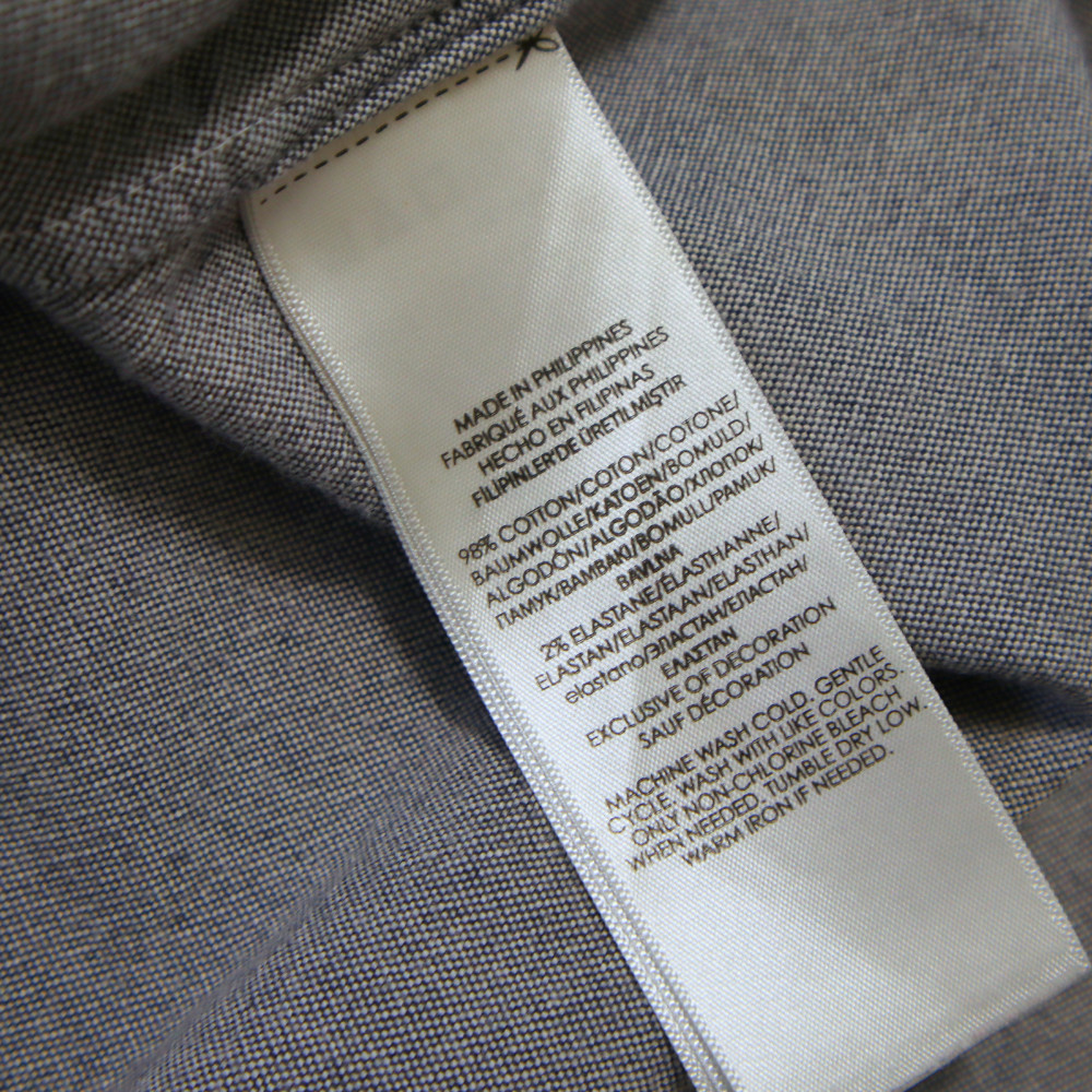Ralph Lauren Button Down Shirt Extra Large Slim Fit Gray Stretch Oxford