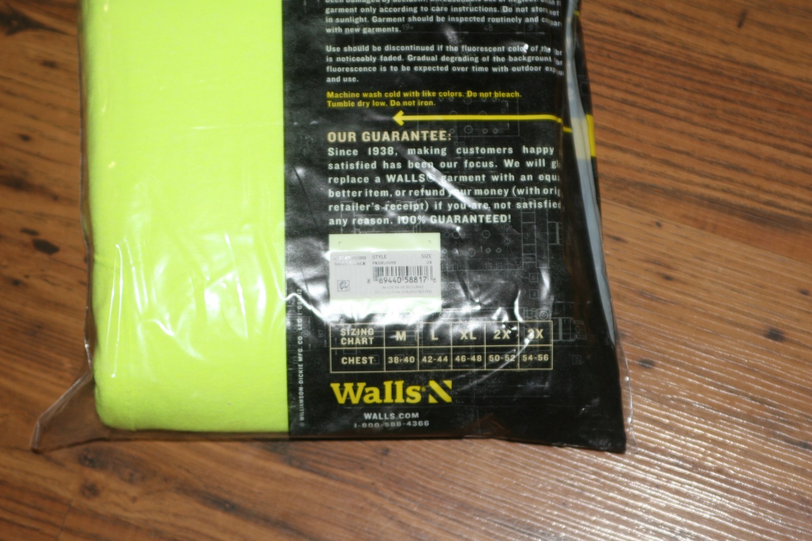 NIP Walls Working Man’s Pocket Tees S/S Hi-Vis Yellow – 2XL – 2 Pack
