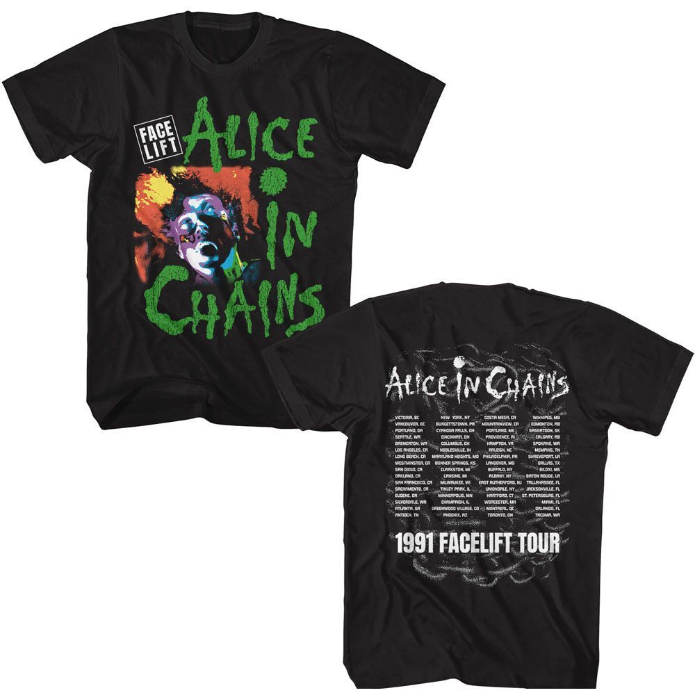 Alice In Chains – Facelift Tour 91 – Front and Back Print Adult T-Shirt
