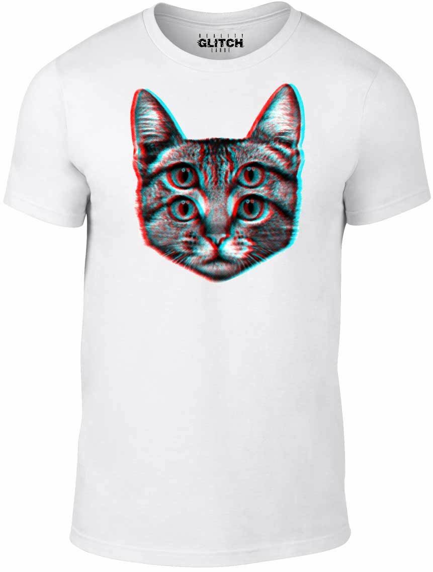 3D Cat T-Shirt – Funny t shirt retro fashion weird trippy cute animal joke trend