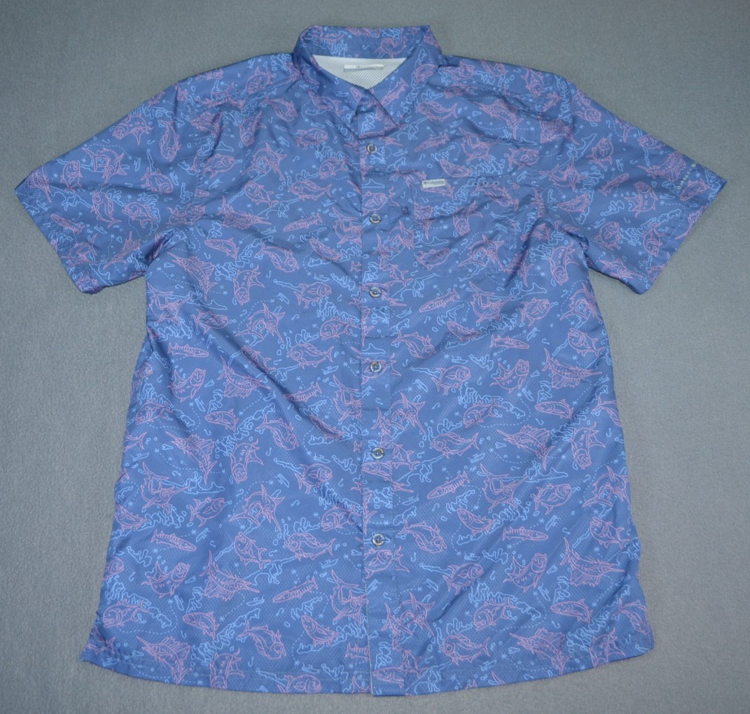 Columbia PFG Super Slack Tide Camp Shirt Mens Size Small Vented Omni Shade