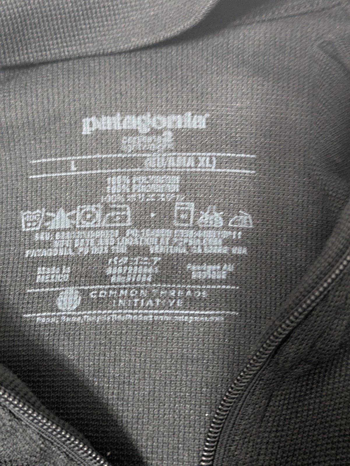 Patagonia Capilene Black 1/2 Zip Pullover Long Sleeve Shirt Mens Sz L Mid weight