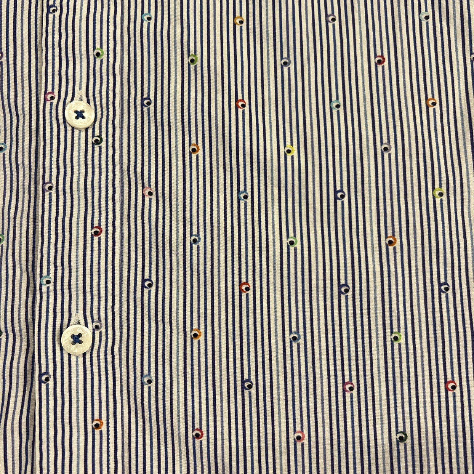 Bugatchi Men’s XXL Button Down Navy Geo Print Long Sleeve Classic Fit Shirt Blue