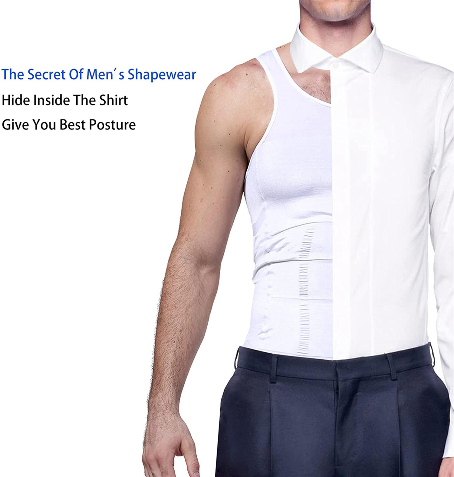 Men’s 3 Pack Compression Shirt Slimming Body Shaper Vest Gym Workout Tank Top
