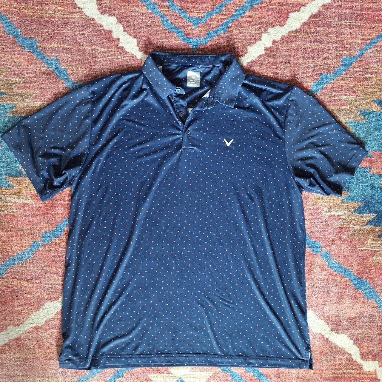 Callaway Golf Polo Shirt Men’s XXL Navy Blue with White Polka Dots