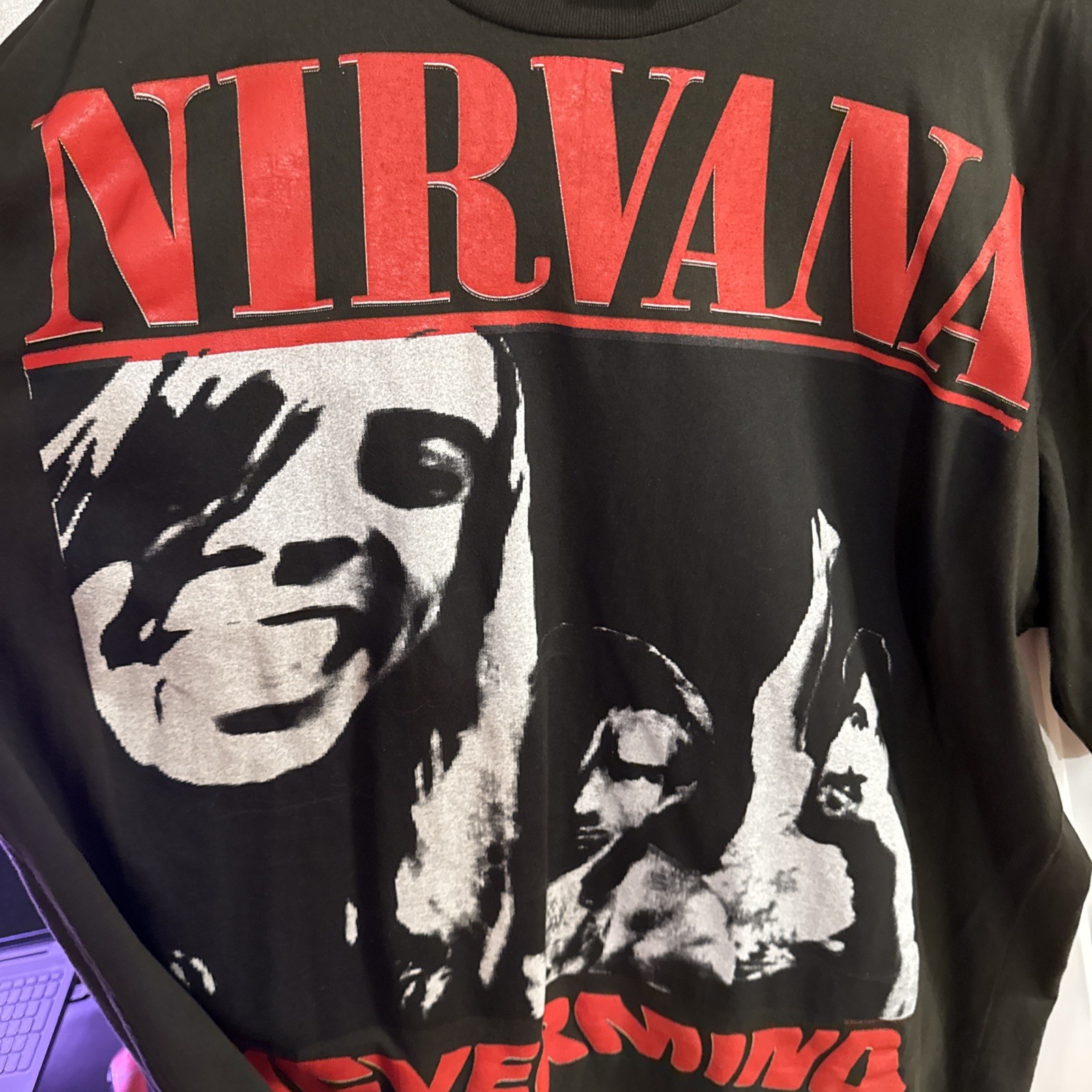 Vintage Re-Print Nirvana Nevermind era Kurt Cobain t-shirt size 3XL Giant Tag