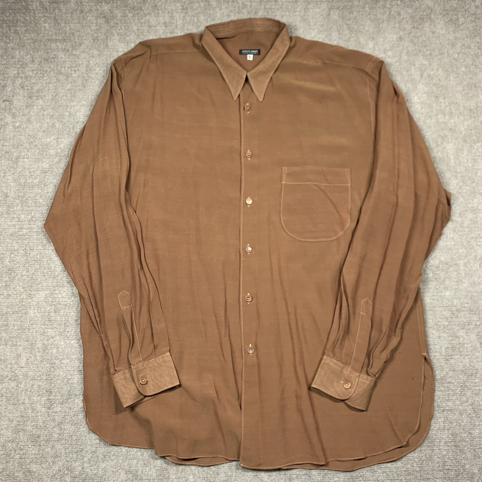 Giorgio Armani A Milano Borgonuovo 21 Shirt Orange Long Sleeve Mens 16.5 42