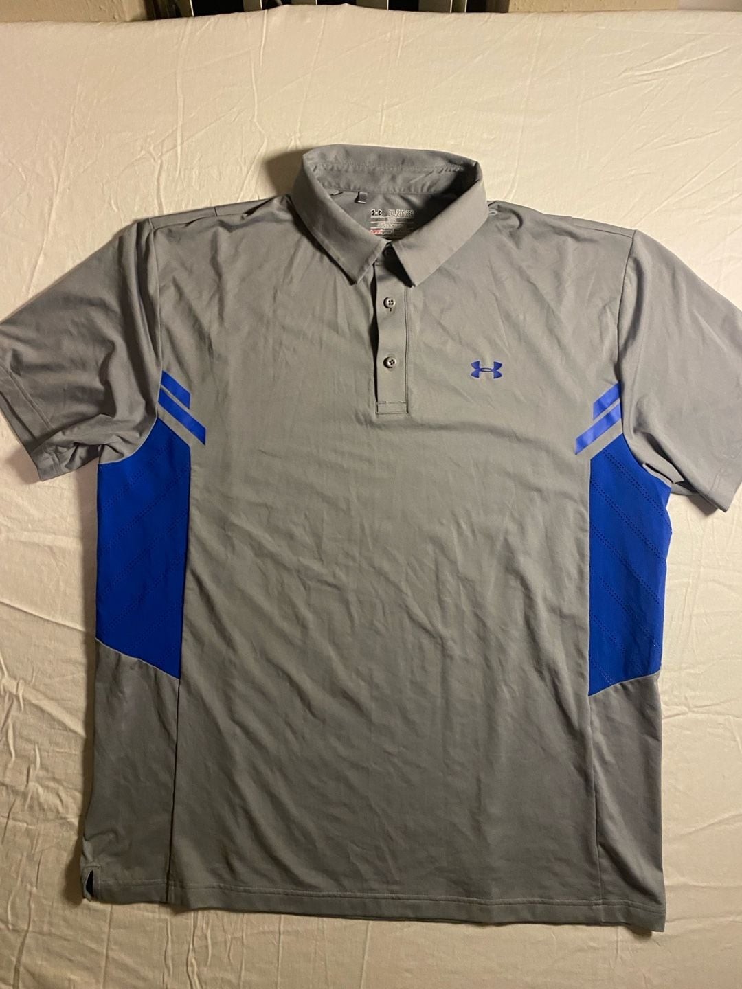 Under Armour Men’s Loose Fit Gray and Blue Vented Golf Shirt Size 2XL SKU1008