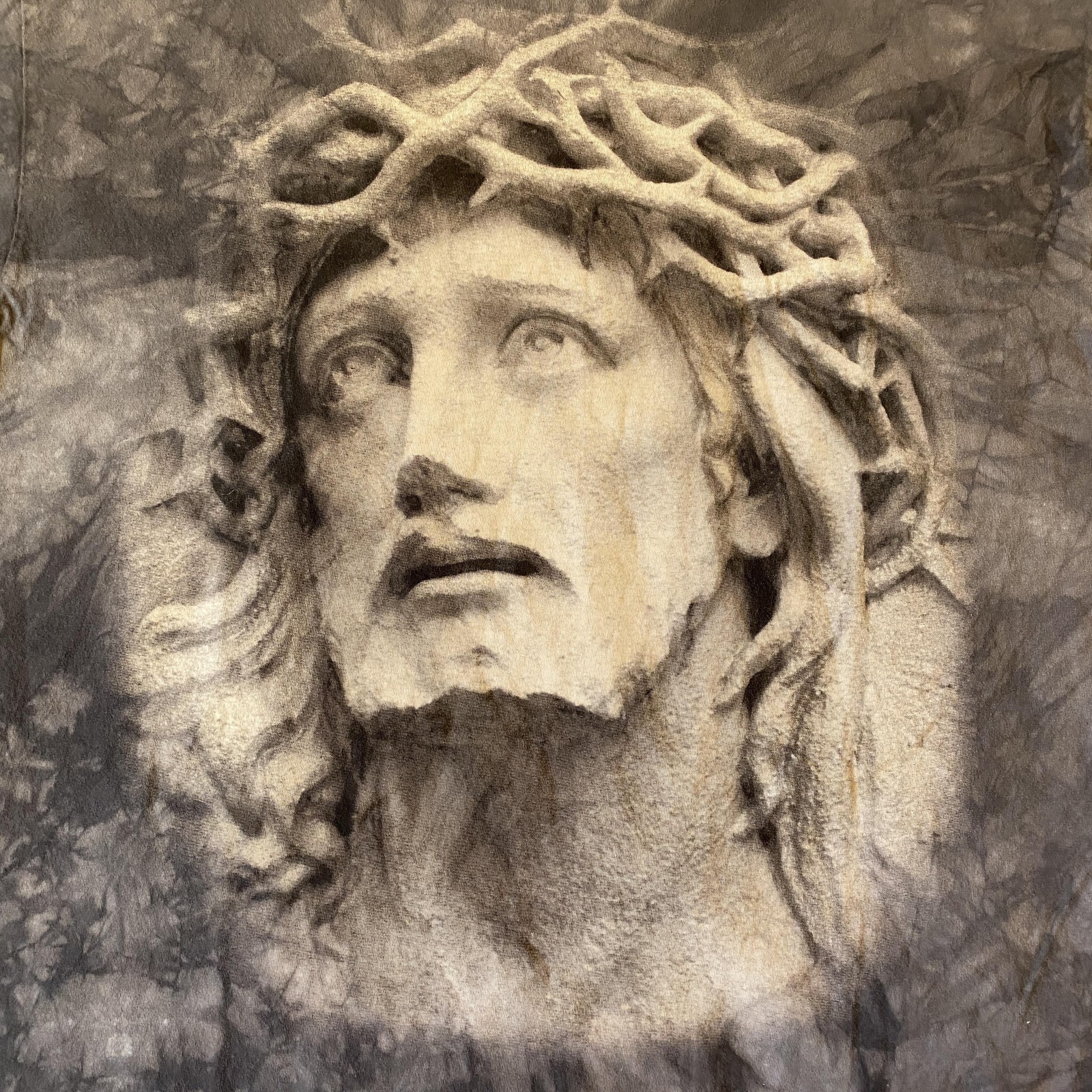 The Mountain Shirt Mens 2XL Gray Tie Dye Jesus Christ Crown Thorns Graphic Tee