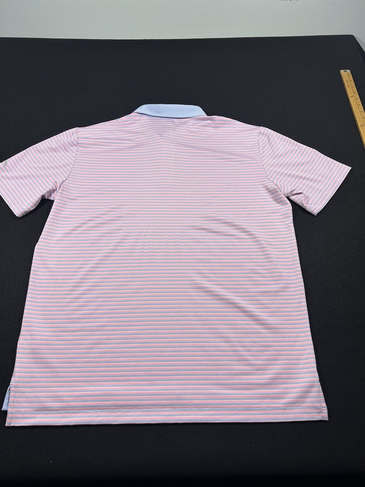 Callaway Opti-Dri Men’s L Pink/Purple Striped Polo Short Sleeve Logo (1047)