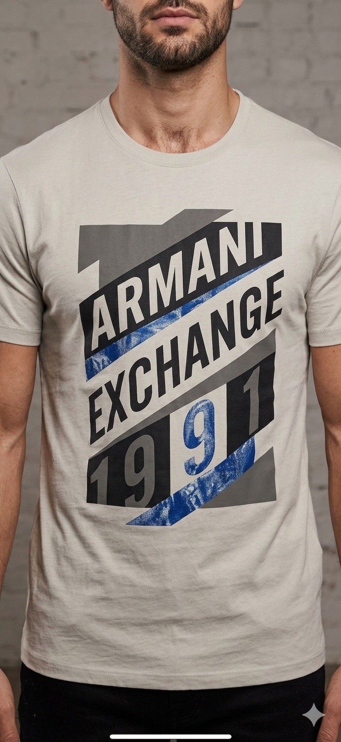 ARMANI EXCHANGE Light Grey AX-16 Short Sleeve Slim Fit Designer Mens T-shirt NWT