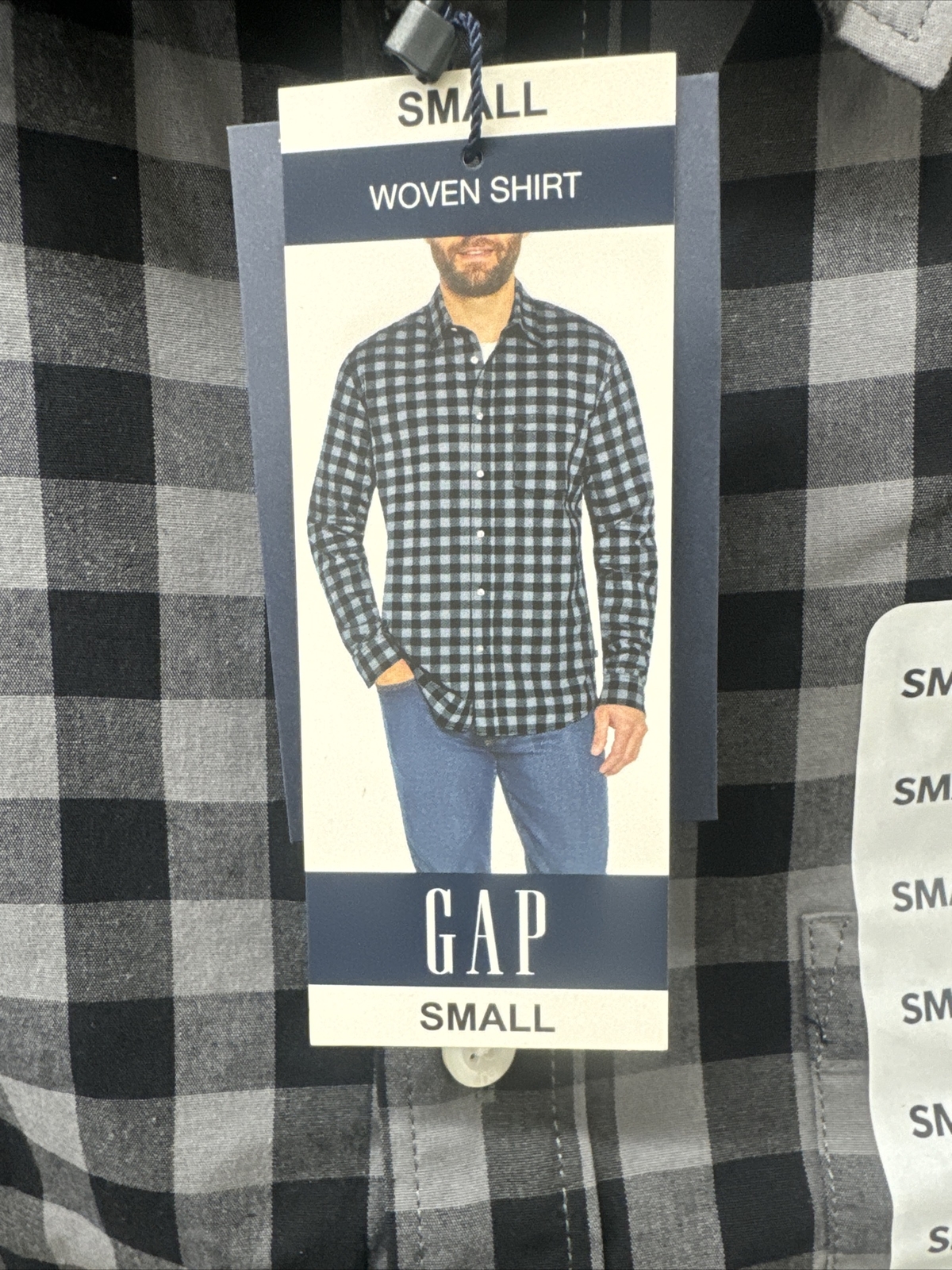 PICK SIZE – GAP Mens Black/Gray Plaid Woven Shirt Button up