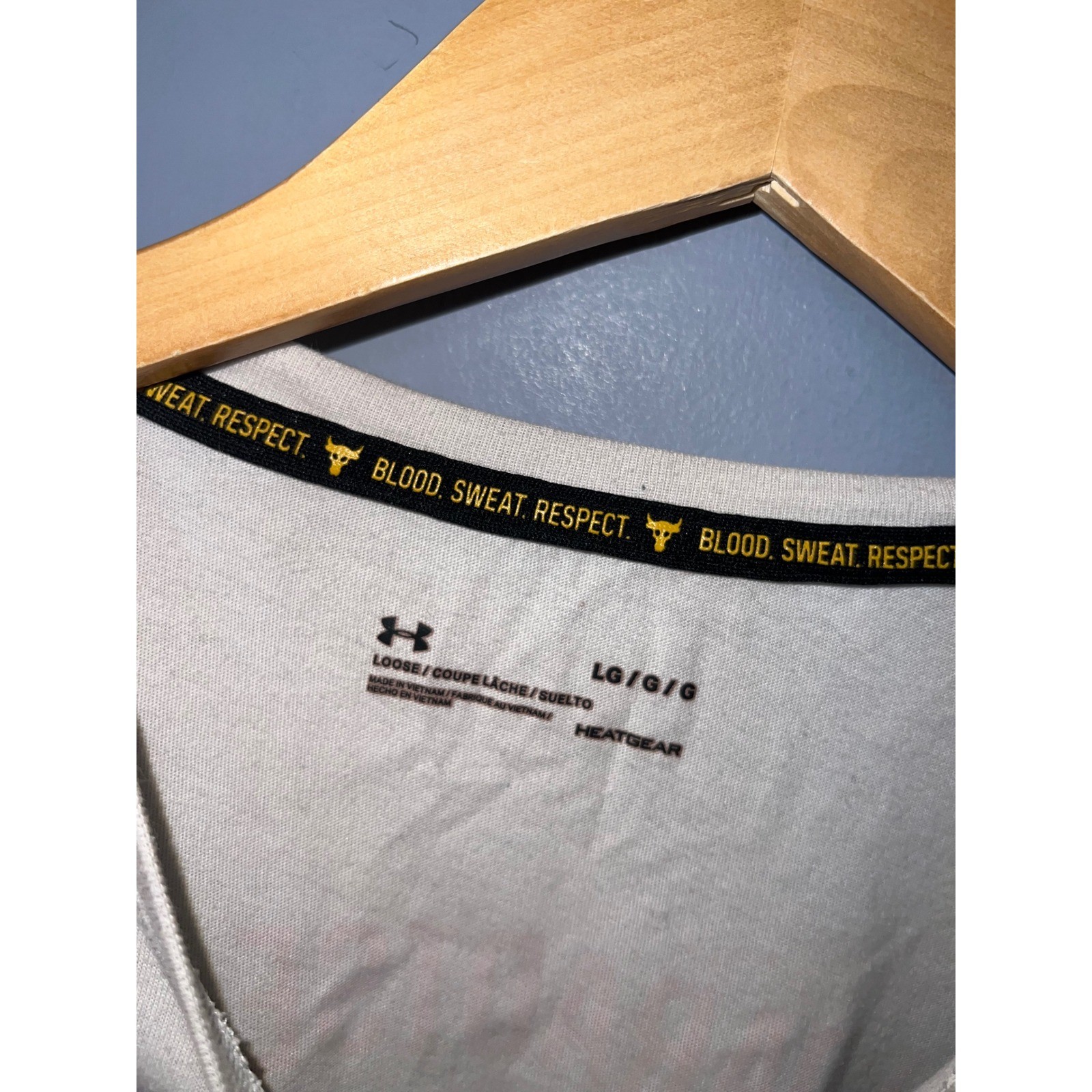 Under Armour Project Rock Hardest Worker in the Room T-Shirt Mens Large Gray