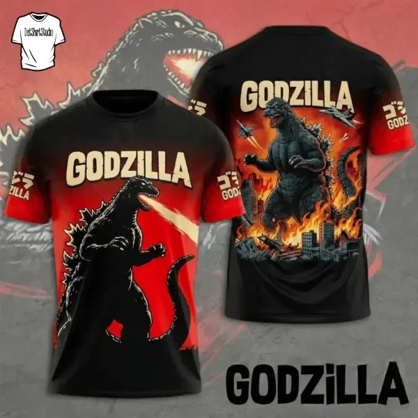 Godzilla Movie 3D Edition All Over Print Unisex T-shirt
