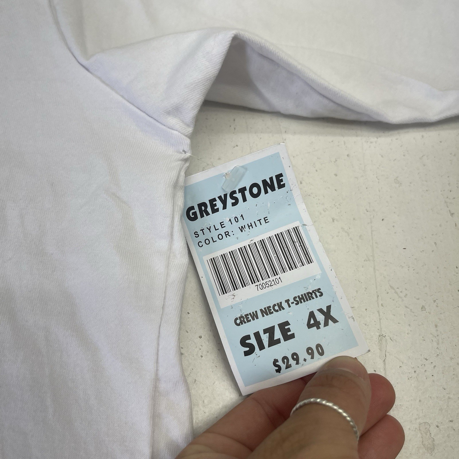 Greystone 100% Cotton Basic White Short Sleeve T Shirt Mens Size 4X Defects