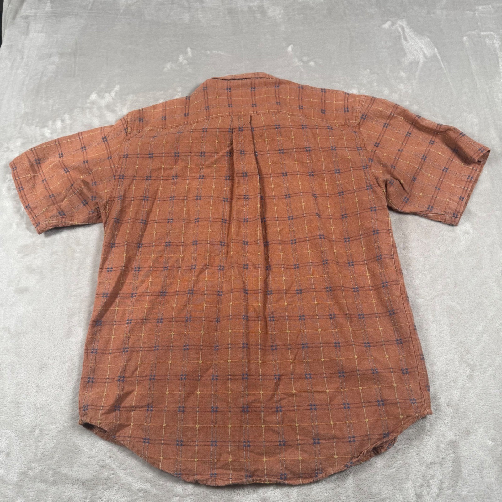 The Territory Ahead Button Down Shirt Mens Large Orange Plaid Textured Cotton SS