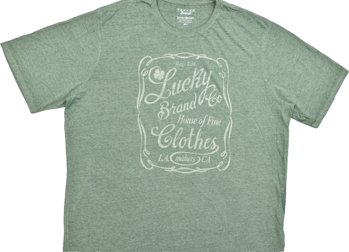 Lucky Brand Men’s Lucky Label Green Short Sleeve Crew Neck Size 3XLT NEW
