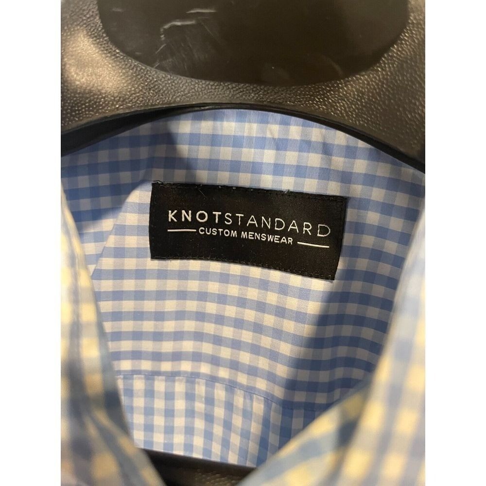Knot Standard Mens Cotton LS Button Up Blue White Check Shirt Size XL