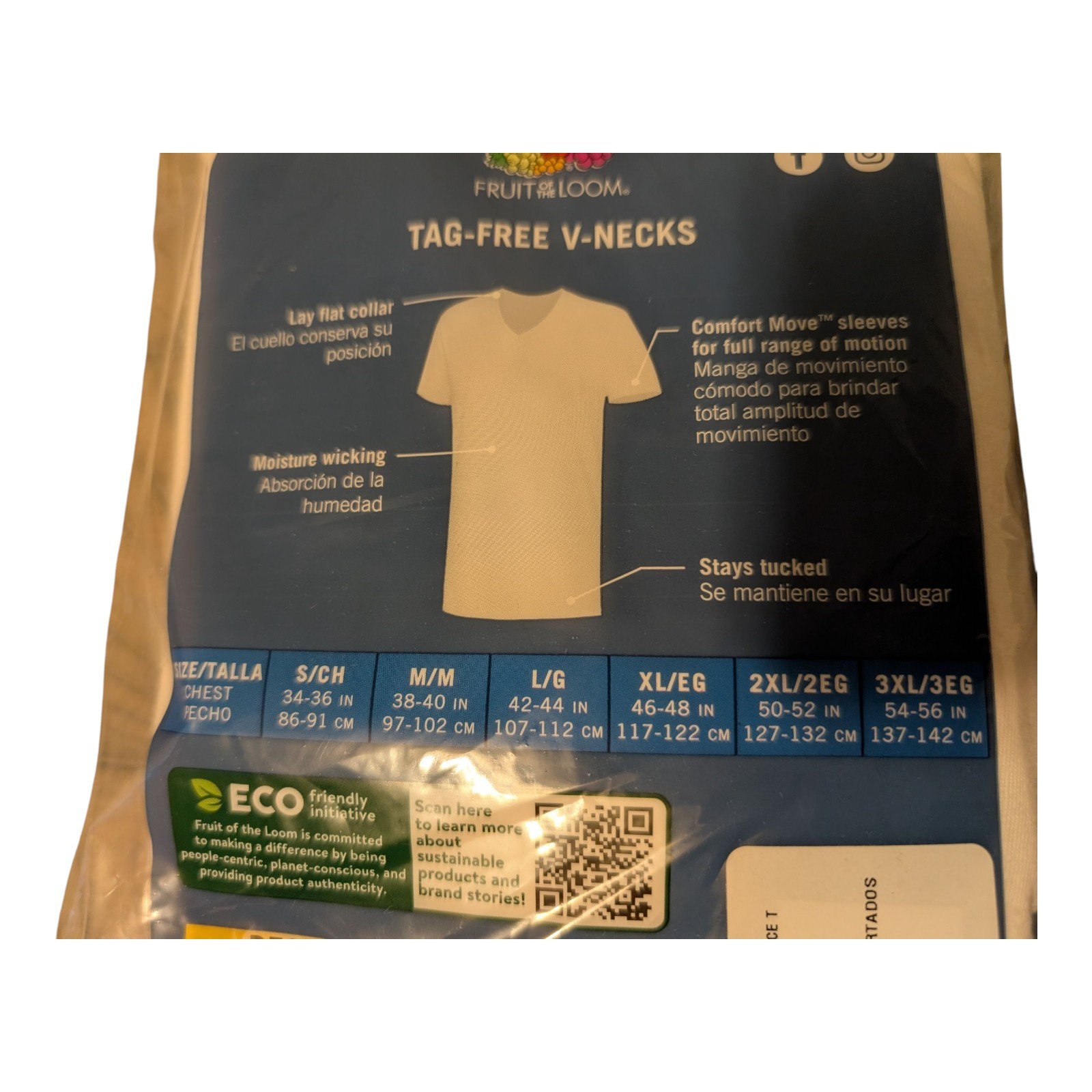Fruit Of The Loom 3 Pack Moisture Wicking Eversoft White V Neck T Shirts SMALL