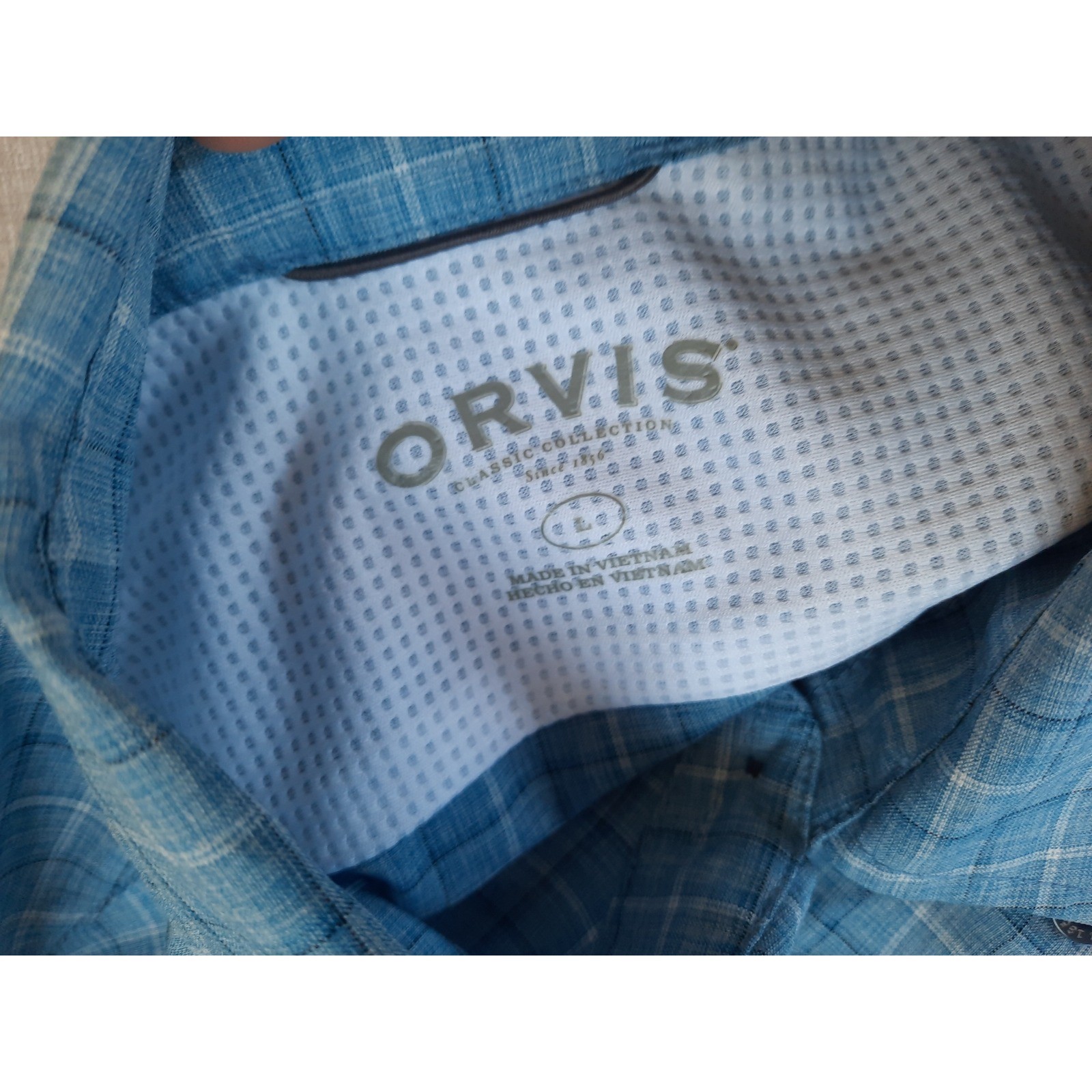 Orvis Classic Collection Men Large Outdoor Button Shirt Plaid Pocket Vent Mesh