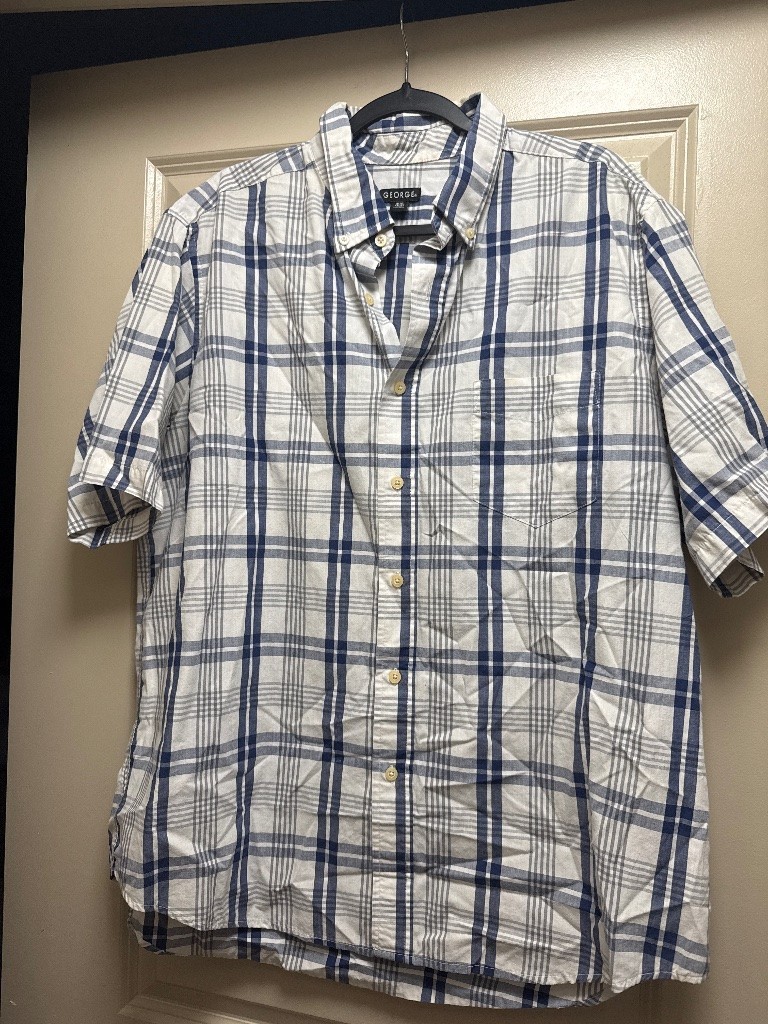 George plaid button-down short sleeve shirt