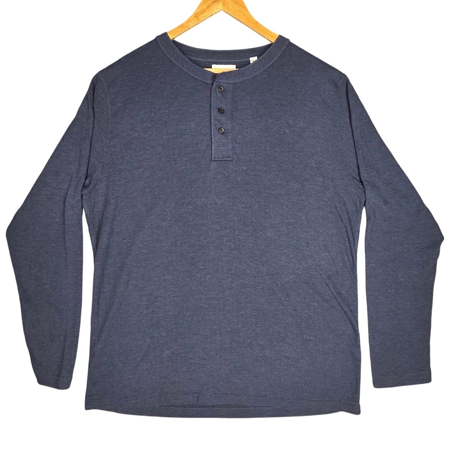 BILLY REID MEN’S LONG‑SLEEVE HENLEY – XL – NAVY – SOFT LIGHTWEIGHT COTTON BLEND