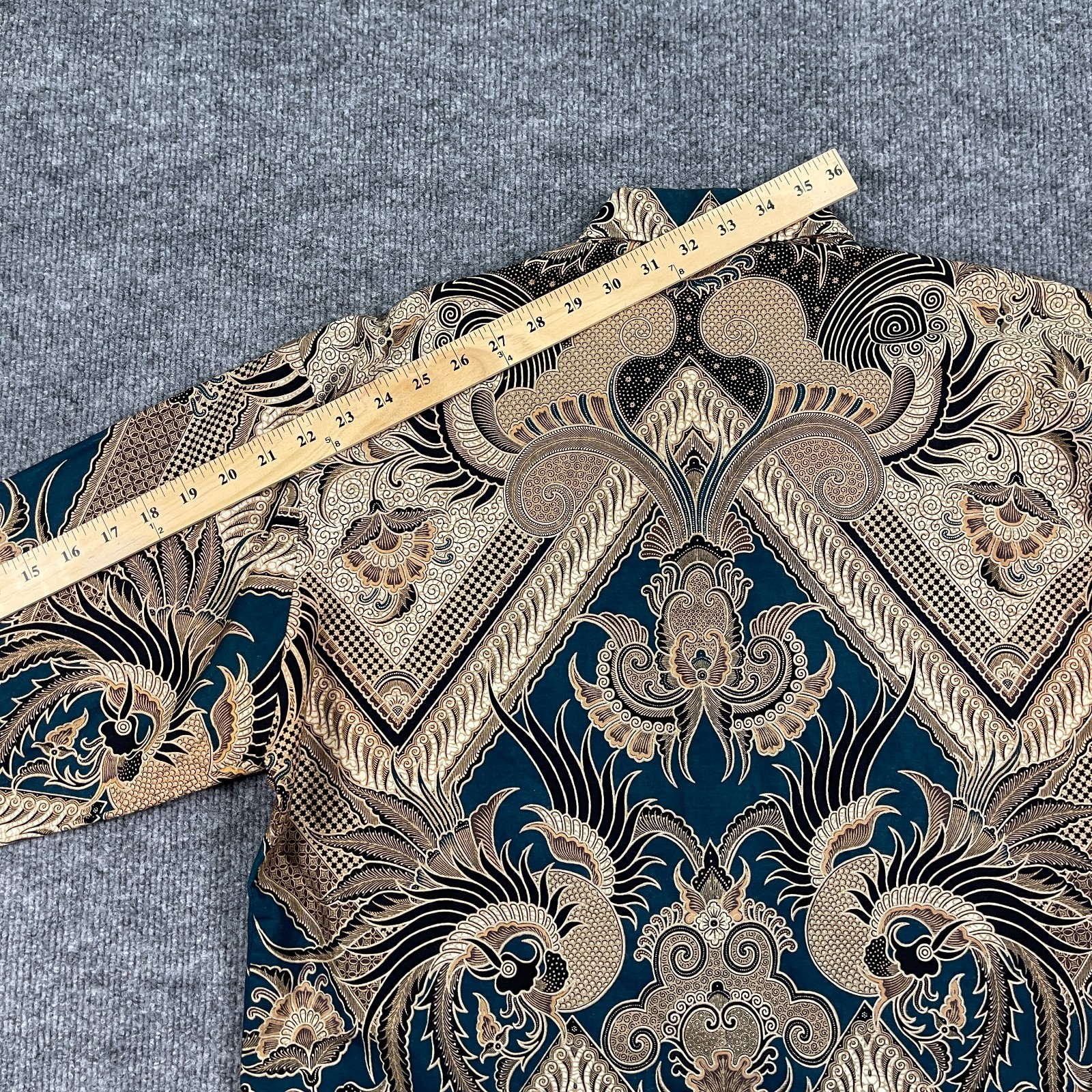 Vintage Boho Sogan Tribal Art AOP Batik Button Shirt Large 22×29 Indonesia