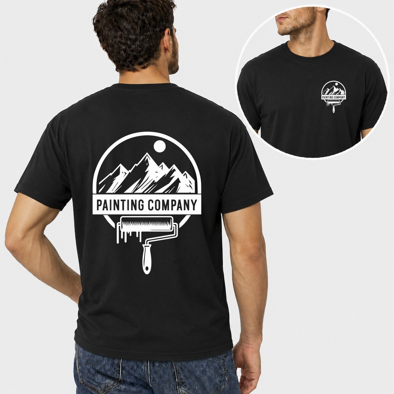 Mens Personalised Work T Shirt Custom Company Logo Trade Uniform Painter Plumber