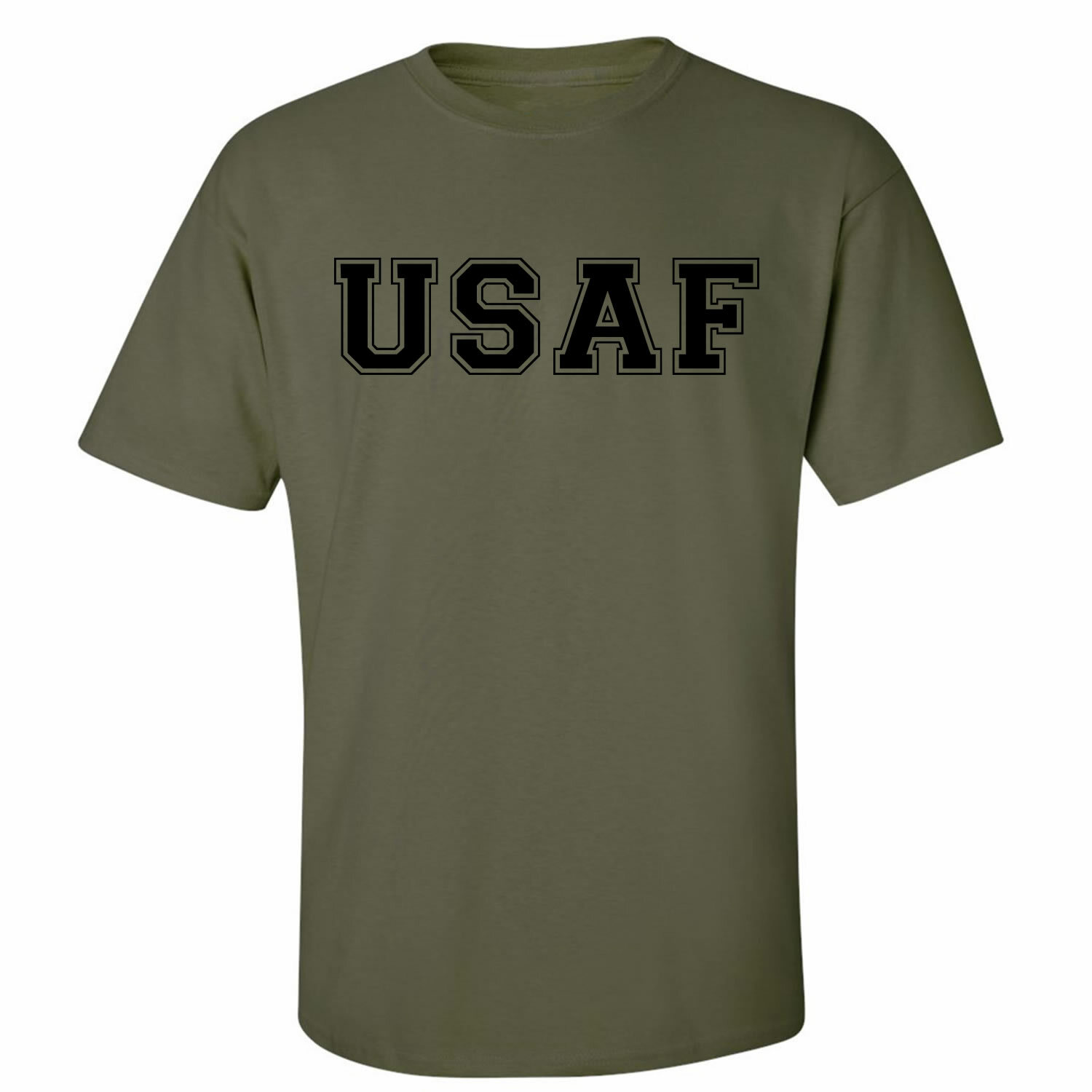 “USAF” Air Force S/S T-Shirt in Military Green – Adult Small to 5X-Large