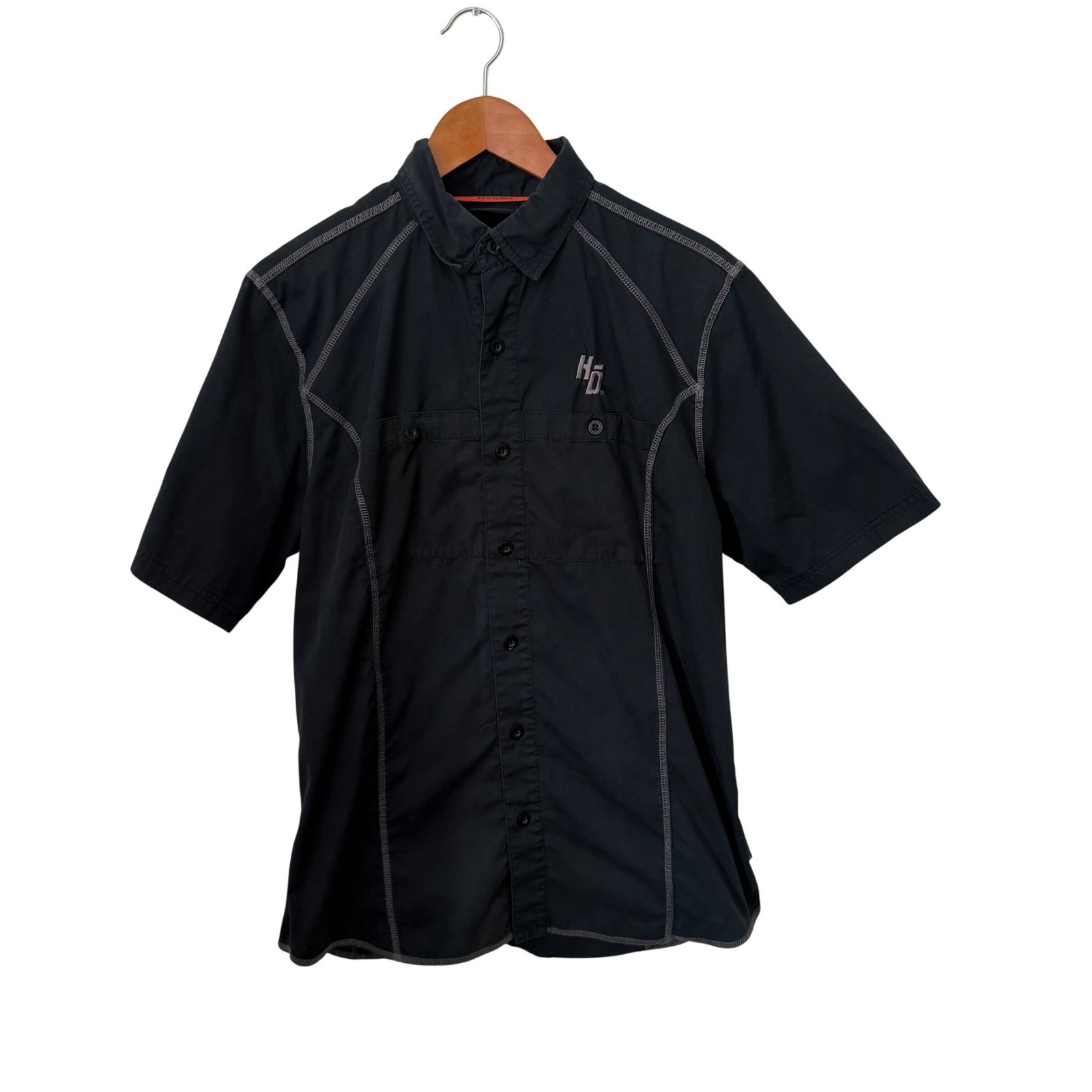 Harley Davidson Mens Performance Short Sleeve Shirt Size M Black Coldblack FLAW