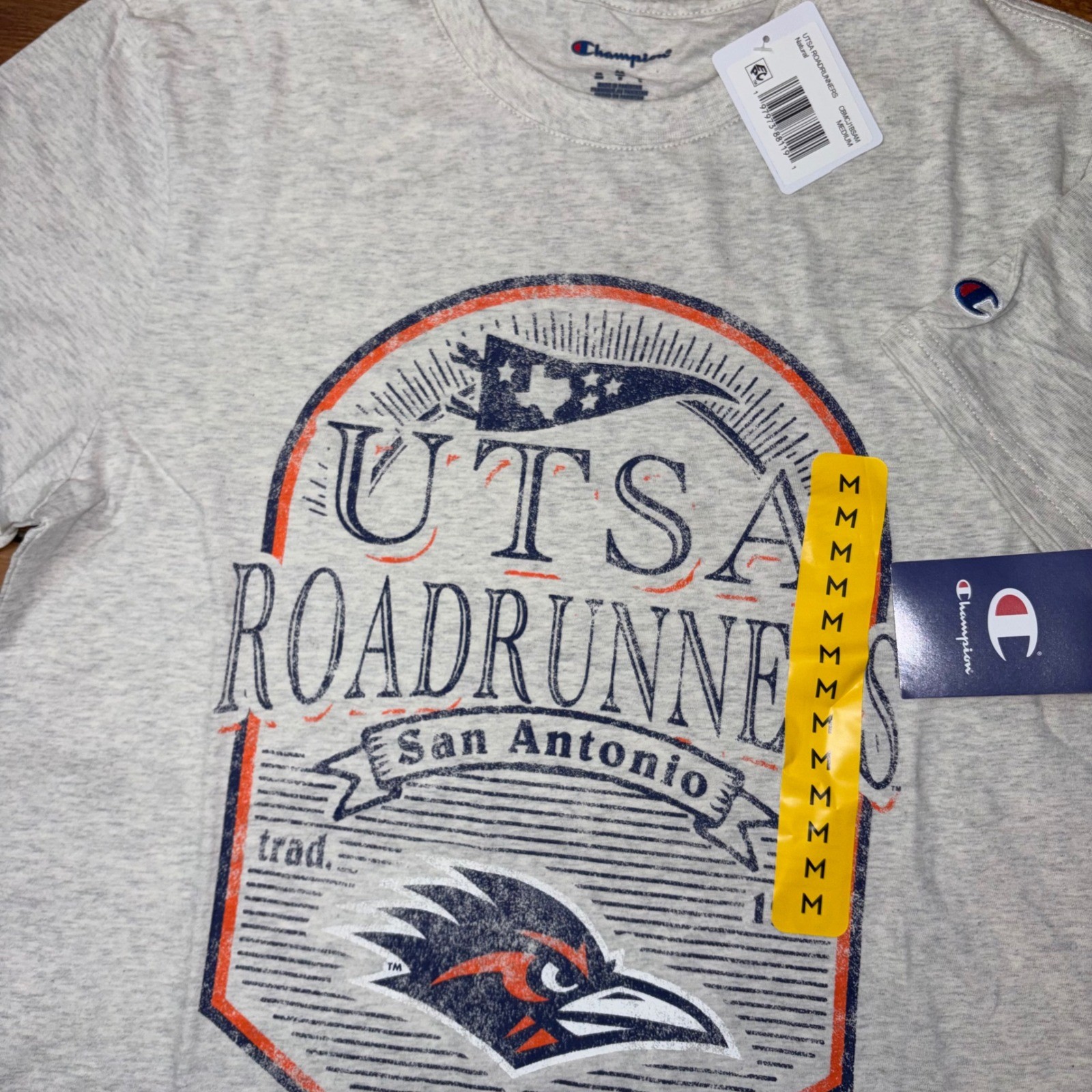 Champion UTSA Roadrunners T-Shirt Mens Medium Natural Gray San Antonio NCAA NEW