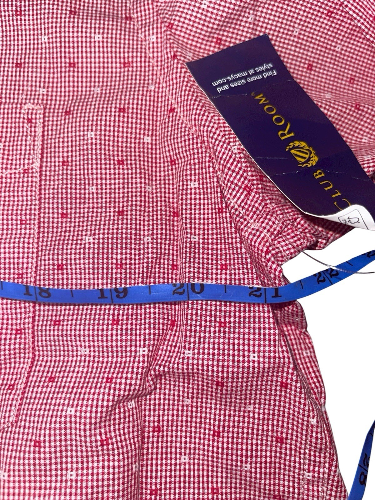 Club Room Men’s Medium Dobby Check Long-Sleeve Shirt Retail $49.50 100% Cotton