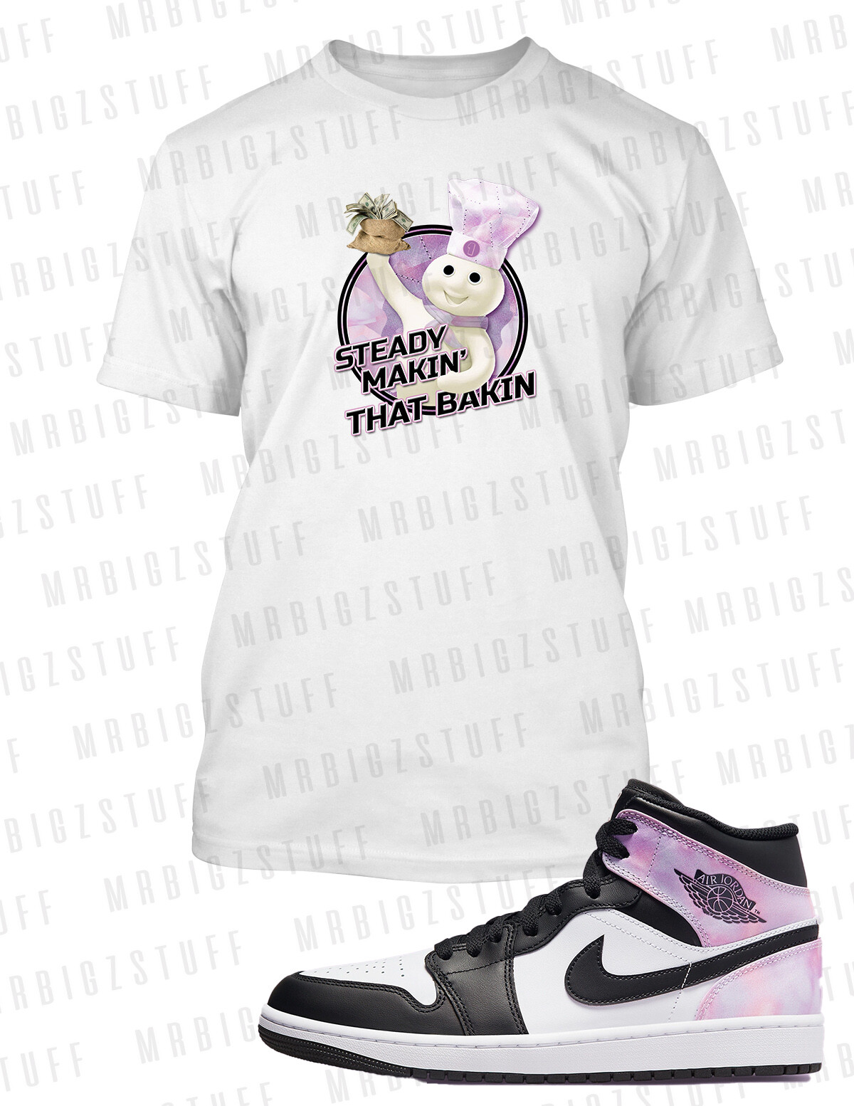 Doughboy Steady Makin that Bacon Sneaker Tee Shirt Grey Stone 8XL Big & Tall Tee