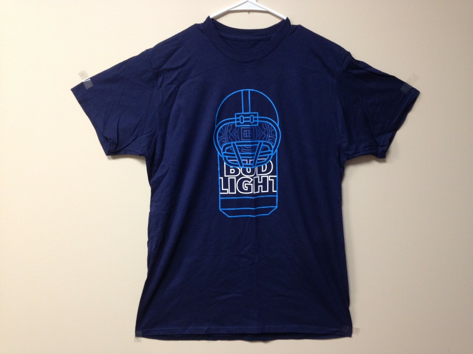 Hanes Nano-T Bud Light NFL Football Helmet Beer Can T-Shirt Blue Mens Sizes L/XL