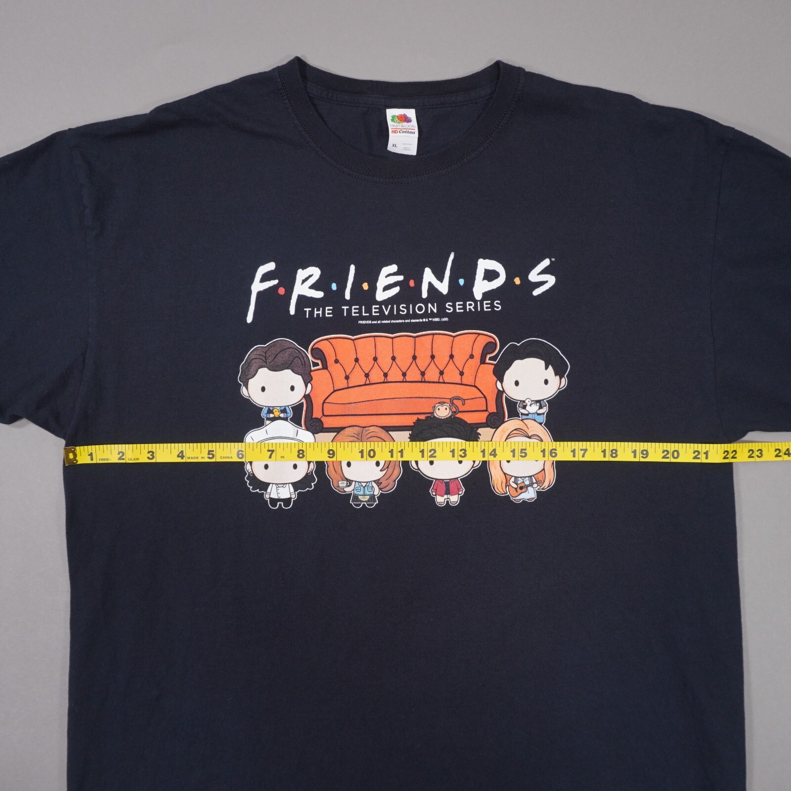 FRIENDS Television Series Chibi Short Sleeve T Shirt Mens XL Black Cotton EUC