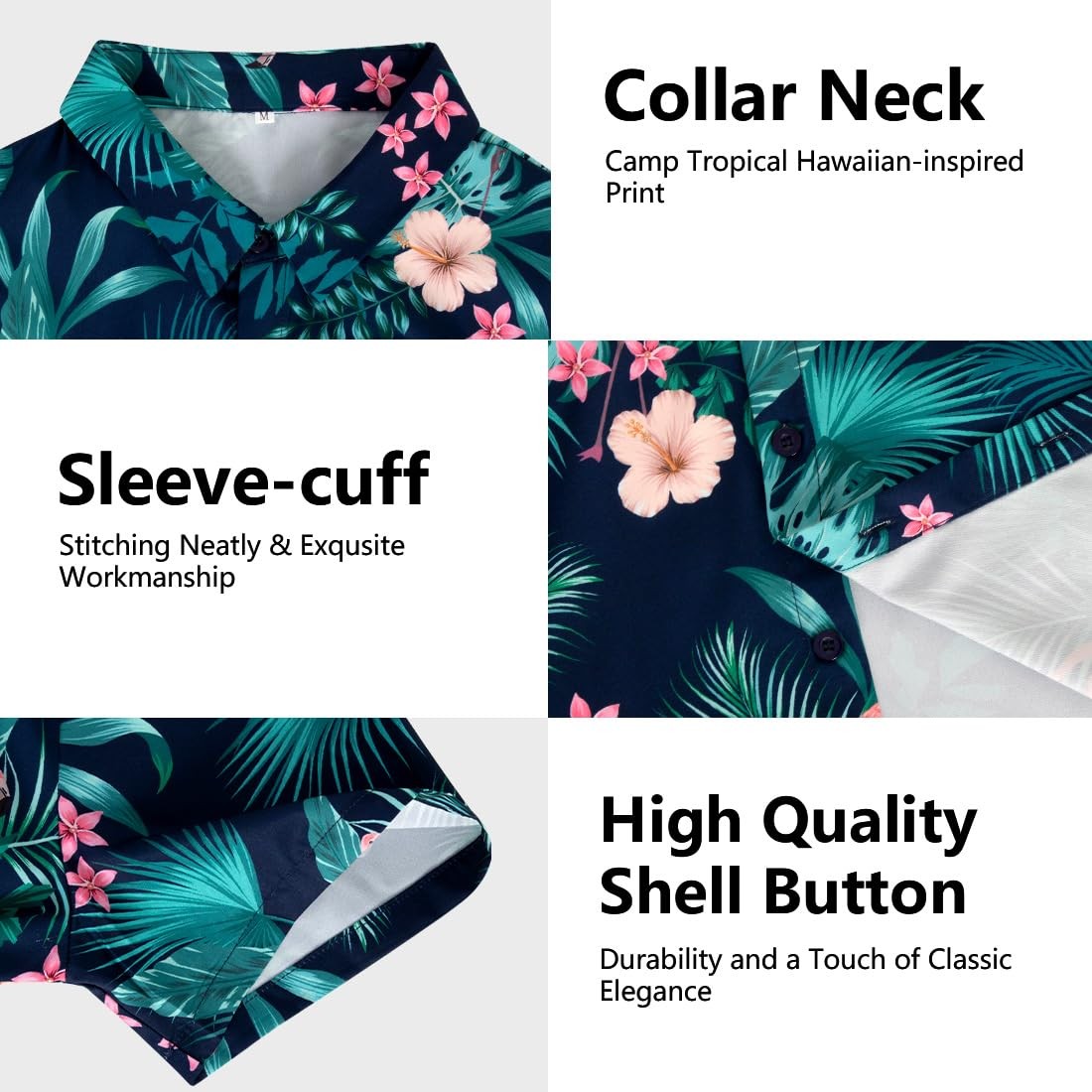 Mens Hawaiian Shirt Short Sleeve Button Down Funny Tropical Beach Summer Tops