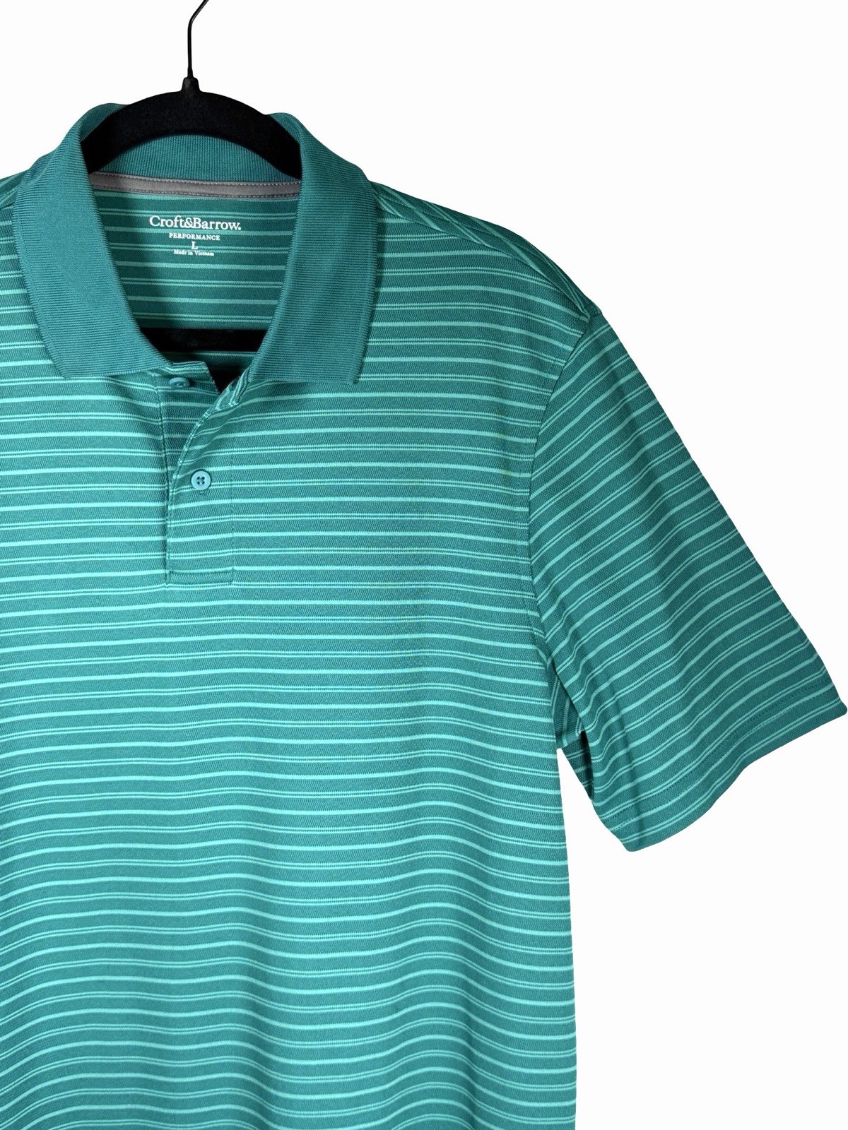 Croft & Barrow Men’s Short Sleeve 2 Tone Green Performance Polo Shirt Size Large