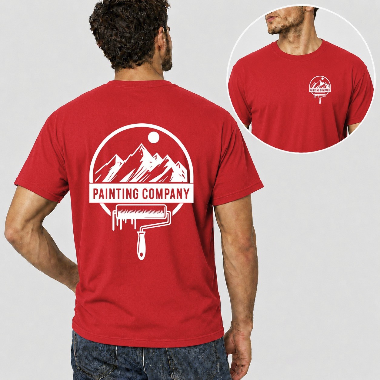Mens Personalised Work T Shirt Custom Company Logo Trade Uniform Painter Plumber