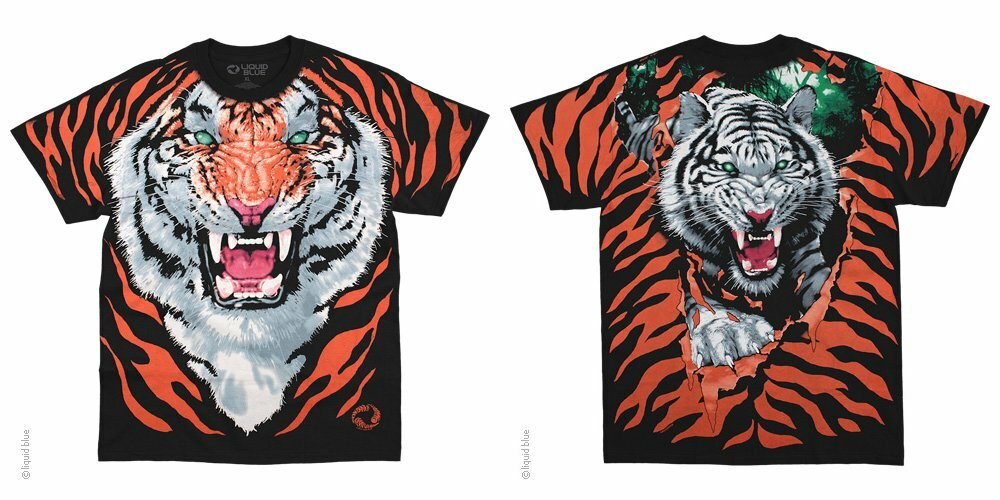 TIGER-All Over Big Print-EXOTIC WILDLIFE-2 SDD T-SHIRT S-M-L-XL-XXL Jungle