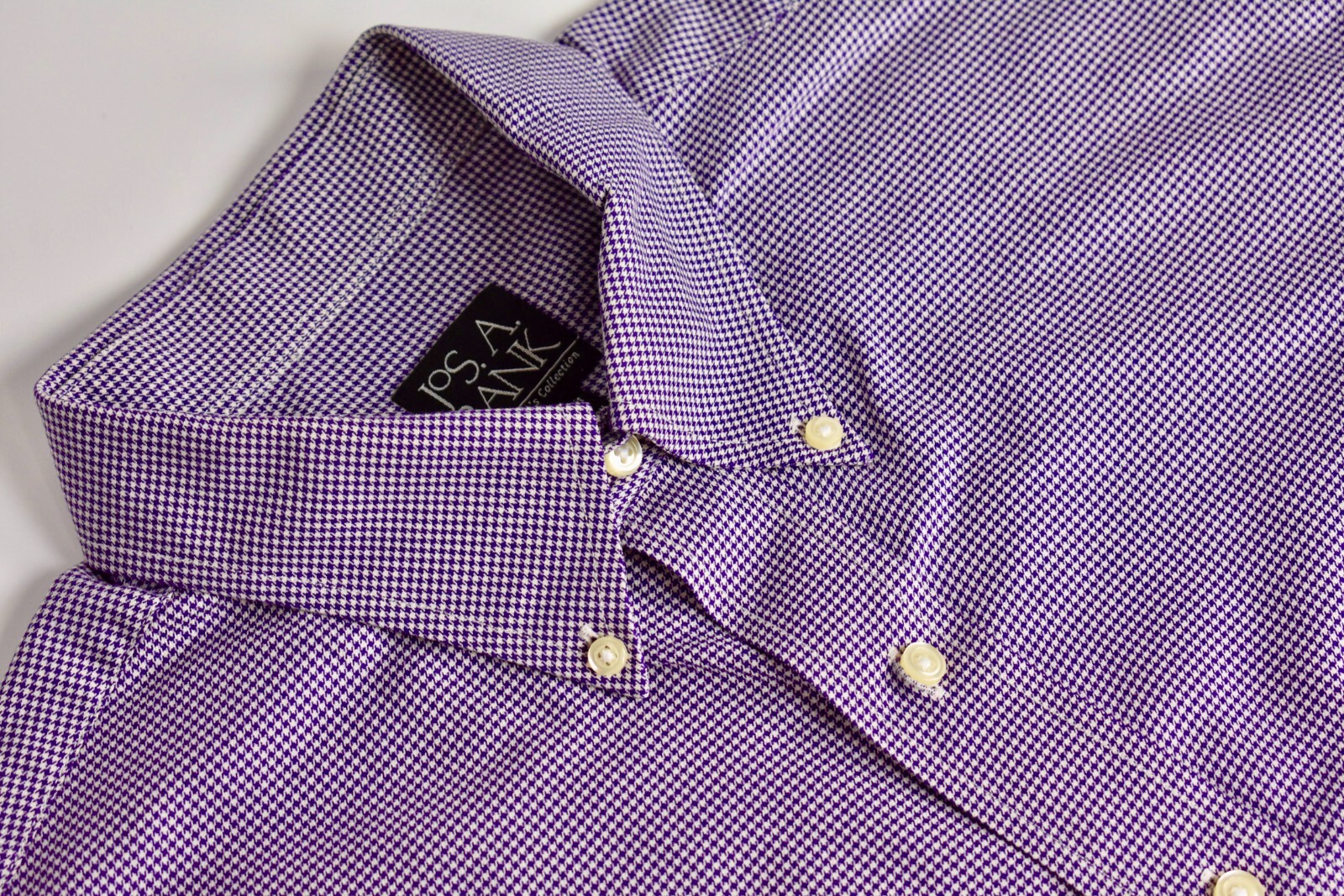 Jos. A. Bank Purple Houndstooth Button Down Collar Cotton Dress Shirt Sz: Large