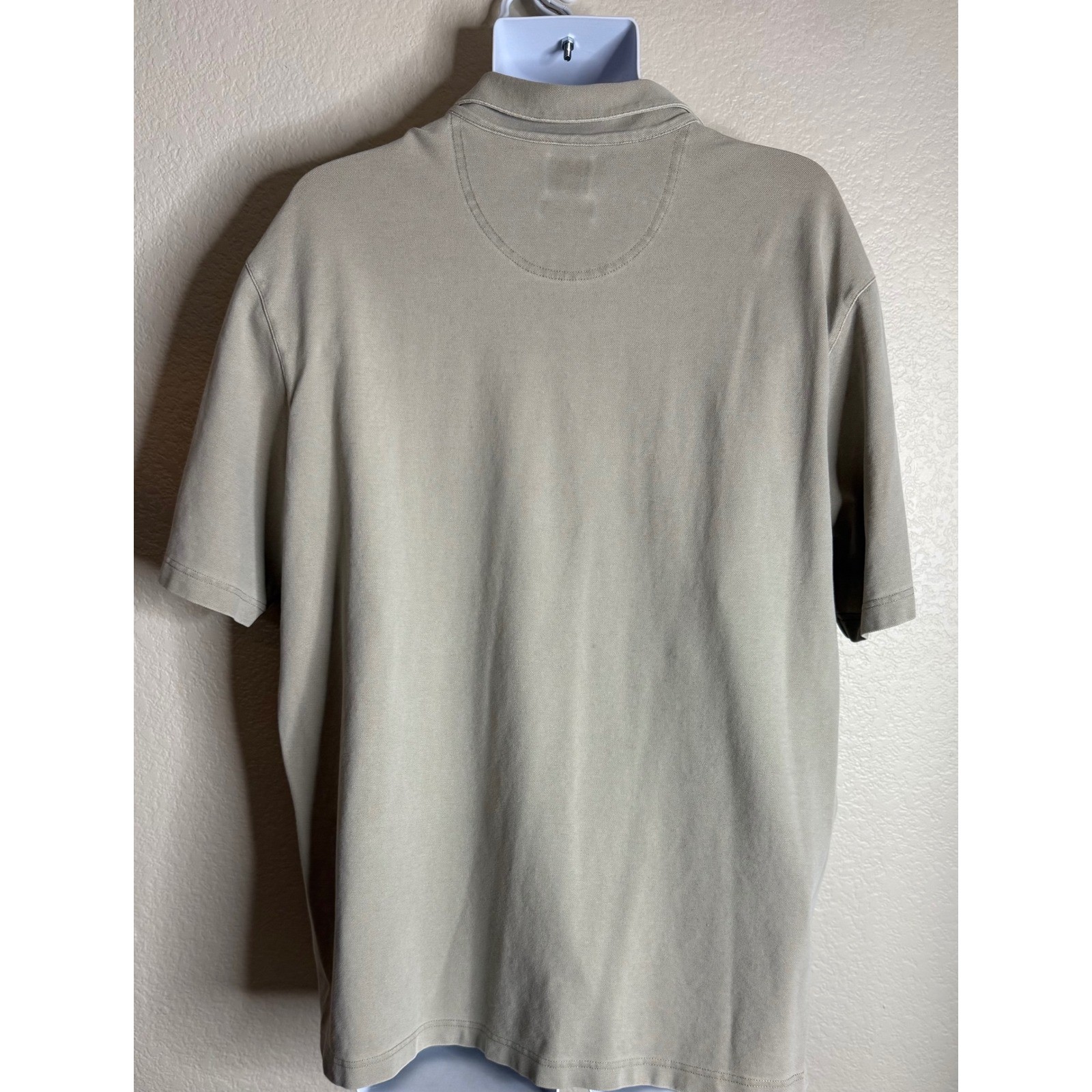 JWN Mens XL Polo Shirt Tan Khaki Short Sleeve Pique Cotton Blend Stretch Preppy
